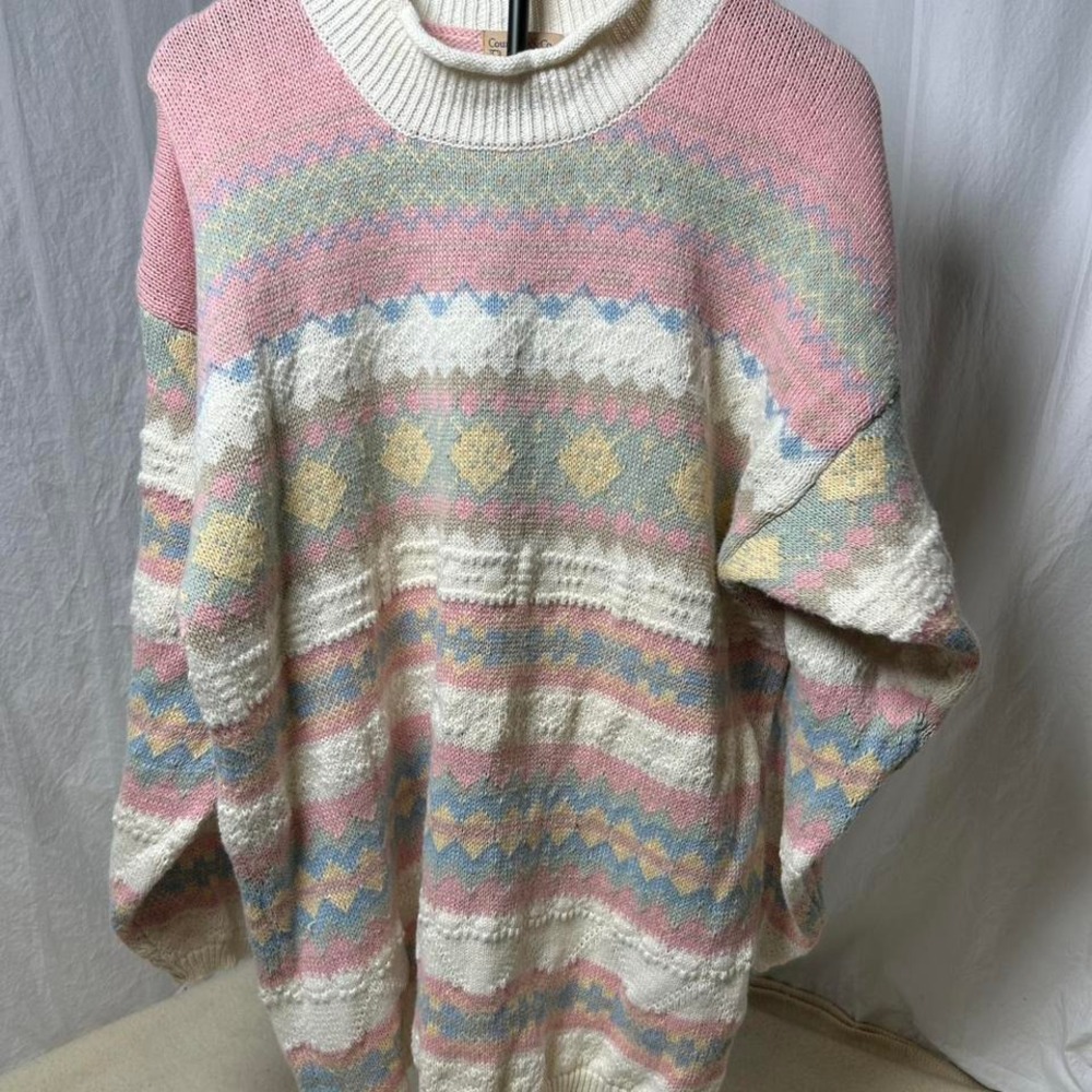 VTG Women's large  Courtney &‎ Co. Basics  Knit Sweater Oversized pastels
